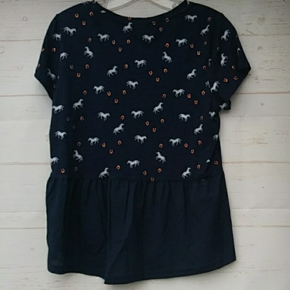 Maison Jules Women Printed Peplum T-Shirt Sz M - Picture 6 of 7